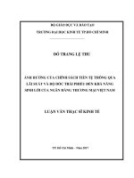 Ảnh hưởng của chính sách tiền tệ thông qua lãi suất và độ dốc trái phiếu đến khả năng sinh lời của ngân hàng thương mại việt nam 