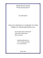 Năng lực lãnh đạo của cán bộ khu vực công: Nghiên cứu trường hợp tỉnh Hà Nam