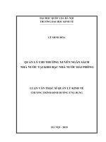 Quản lý chi thường xuyên ngân sách Nhà nước tại Kho bạc Nhà nước Hải Phòng :  Luận văn ThS. Quản trị - Quản lý: 603404