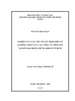 Nghiên cứu các yếu tố tác động đến tỷ lệ đóng thuế của các công ty niêm yết tại sở giao dịch chứng khoán tp  hồ chí minh 