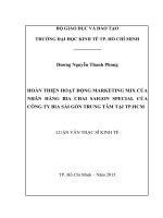 Hoàn thiện hoạt động marketing mix của nhãn hàng bia chai saigon special của công ty CPTM bia sài gòn tại TP HCM 