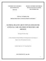 Maternal health care in vietnam, demand for antenatal care and choice of delivery care services 