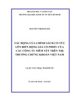 Tác động của chính sách cổ tức lên biến động giá cổ phiếu của các công ty niêm yết trên thị trường chứng khoán việt nam 