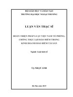 hoàn thiện pháp luật việt nam về phòng, chống trục lợi bảo hiểm trong kinh doanh bảo hiểm tài sản 