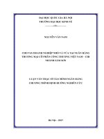 Cho vay doanh nghiệp nhỏ và vừa tại Ngân hàng Thương mại Cổ phần Công thương Việt Nam - chi nhánh Sầm Sơn:  Luận văn ThS. Tài chính - Ngân hàng - Bảo hiểm: 603402