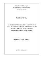 Áp lực thị trường ngoại hối ở các nước đông nam á, tác động của nhân tố nội địa, nhân tố bên ngoài và dòng vốn trong giai đoạn trước và sau khủng hoảng kinh tế 
