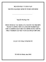 Phân tích sự tác động của nguồn tài trợ bên ngoài và dòng tiền của doanh nghiệp hạn chế và không hạn chế tài chính  bằng chứng thực nghiệm tại việt nam giai đoạn 2007   2016 