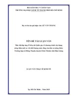 Mức độ đáp ứng 19 tiêu chí quốc gia về chương trình xây dựng nông thôn mới so với chất lượng cuộc sống của cư dân nông thôn, trường hợp xã đông thạnh, huyện châu thành, tỉnh hậu giang 