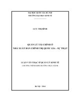 Quản lý tài chính ở Nhà xuất bản Chính trị Quốc gia - Sự thật : Luận văn ThS. Kinh doanh và quản lý: 60 34 01