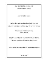 Phân tích hiệu quả quản lý tài sản tại Công ty cổ phần Thương mại và Tư vấn Tân Cơ: Luận văn ThS. Tài chính - Ngân hàng - Bảo hiểm: 603402