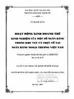 Hoạt động kinh doanh thẻ: Kinh nghiệm của một số ngân hàng trong khu vực và thực tế tại Ngân hàng Ngoại thương Việt Nam