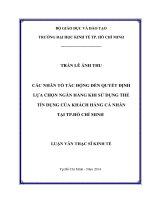 Các nhân tố tác động đến quyết định lựa chọn ngân hàng khi sử dụng thẻ tín dụng của khách hàng cá nhân tại thành phố hồ chí minh 