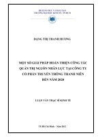 Một số giải pháp hoàn thiện công tác quản trị nguồn nhân lực tại công ty cổ phần truyền thông thanh niên đến năm 2020 , luận văn thạc sĩ 