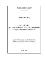 Thất thu thuế qua mã số hàng hóa xuất khẩu, nhập khẩu tại Cục Hải quan tỉnh Hà Giang : Luận văn ThS. Kinh doanh và quản lý: 60 34 04 10