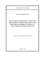 Tăng cường vai trò quản lý nhà nước đối với dịch vụ phòng cháy chữa cháy trong doanh nghiệp có vốn đầu tư trực tiếp nước ngoài ở Việt Nam : Luận văn ThS. Kinh tế: 60 31 01
