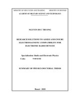 Nghiên cứu giải pháp đánh giá và đảm bảo tương thích điện từ trường cho các thiết bị vô tuyến điện tử tt tiếng anh 