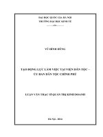 Tạo động lực làm việc tại Viện Dân tộc - Uỷ ban dân tộc Chính phủ : Luận văn ThS. Quản trị công nghệ và phát triển doanh nghiệp (Chuyên ngành thí điểm)