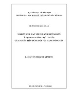 Nghiên cứu các yếu tố ảnh hưởng đến ý định mua sắm trực tuyến của người tiêu dùng đối với hàng nông sản 