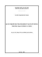 Quản trị rủi ro thanh khoản tại Ngân hàng Thương mại cổ phần Á Châu. ThS. Kinh doanh và quản lý: 60 34 20