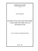 Huy động vốn tại Ngân hàng Nông nghiệp và Phát triển Nông thôn Việt Nam chi nhánh Tây Hồ : Luận văn ThS. Kinh doanh và quản lý: 60 34 20