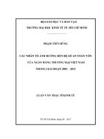 Các nhân tố ảnh hưởng đến hệ số an toàn vốn của ngân hàng thương mại việt nam trong giai đoạn 2005 2015 