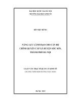 Năng lực lãnh đạo cho cán bộ chính quyền cấp xã huyện Sóc Sơn, thành phố Hà Nội : Luận văn ThS. Kinh doanh và quản lý: 60 34 04 10