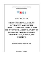 The ongoing decrease of job satisfaction amongst the corporate credit officers in bank for investment and development of vietnam jsc – ho chi minh city branch, causes, impacts, and solutions 
