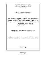 Thuế thu nhập cá nhân: Kinh nghiệm quốc tế và việc thực thi ở Việt Nam : Luận văn ThS. Kinh tế: 60 31 01