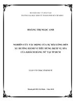 Nghiên cứu tác động của sự hài lòng đến xu hướng hành vi tiêu dùng dịch vụ spa của khách hàng nữ tại TP HCM 