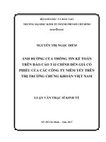 Ảnh hưởng của thông tin kế toán trên báo cáo tài chính đến giá cổ phiếu của các công ty niêm yết trên thị trường chứng khoán việt nam 