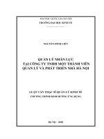 Quản lý nhân lực tại Công ty TNHH Một thành viên Quản lý và Phát triển nhà Hà Nội :  Luận văn ThS. Quản trị - Quản lý: 603404