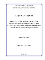 pháp luật về bồi thường khi nhà nước thu hồi đất nông nghiệp của hộ gia đình, cá nhân qua thực tiễn thi hành trên địa bàn thành phố hạ long, tỉnh quảng ninh 