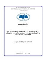 Mối quan hệ giữa phong cách lãnh đạo và văn hóa tổ chức, nghiên cứu tại ngân hàng thương mại việt nam , 