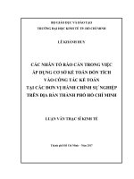 Các nhân tố rào cản trong việc áp dụng cơ sở kế toán dồn tích vào công tác kế toán tại các đơn vị hành chính sự nghiệp trên địa bàn thành phố hồ chí minh 