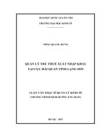 Quản lý thu thuế xuất nhập khẩu tại Cục Hải quan tỉnh Lạng Sơn:  Luận văn ThS. Quản trị - Quản lý: 603404