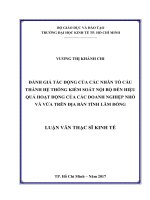 Đánh giá tác động của các nhân tố cấu thành hệ thống kiểm soát nội bộ đến hiệu quả hoạt động của các doanh nghiệp nhỏ và vừa trên địa bàn tỉnh lâm đồng 