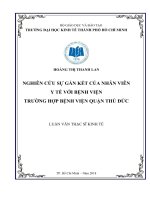 Nghiên cứu sự gắn kết của nhân viên y tế với bệnh viện – trường hợp bệnh viện quận thủ đức 