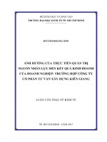 Ảnh hưởng của thực tiễn quản trị nguồn nhân lực đến kết quả kinh doanh của doanh nghiệp trường hợp công ty cổ phần tư vấn xây dựng kiên giang 