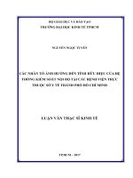 Các nhân tố ảnh hưởng đến tính hữu hiệu của hệ thống kiểm soát nội bộ tại các bệnh viện trực thuộc sở y tế TP HCM 
