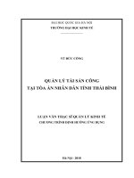 Quản lý tài sản công tại Tòa án nhân dân tỉnh Thái Bình :  Luận văn ThS. Quản trị - Quản lý: 603404