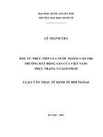 Đầu tư trực tiếp của nước ngoài vào thị trường bất động sản của Việt Nam: Thực trạng và giải pháp : Luận văn ThS. Kinh tế : 60 31 07
