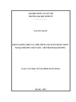 Chất lượng cho vay tiêu dùng tại Ngân hàng TMCP Ngoại thương Việt Nam - Chi nhánh Hải Dương : Luận văn ThS. Tài chính - Ngân hàng - Bảo hiểm: 60 34 02