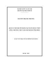 Quản lý rủi ro tín dụng tại ngân hàng TMCP công thương Việt Nam chi nhánh Vĩnh Phúc : Luận văn ThS. Kinh doanh và quản lý: 60 34 02 01