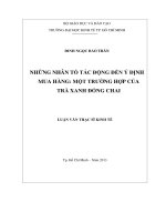 Những nhân tố tác động đến ý định mua hàng, một trường hợp của trà xanh đóng chai , luận văn thạc sĩ 