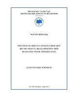 Phân tích tác động của tín dụng chính thức đến thu nhập của hộ gia đình nông thôn huyện châu thành, tỉnh kiên giang 
