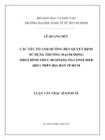 Các yếu tố ảnh hưởng đến quyết định  sử dụng thương mại di động  theo hình thức business to consumer (b2c) trên địa bàn TP HCM 
