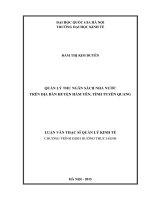 Quản lý thu ngân sách nhà nước trên địa bàn huyện Hàm Yên, tỉnh Tuyên Quang : Luận văn ThS. Kinh doanh và quản lý: 60 34 04 10