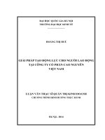 Giải pháp tạo động lực cho người lao động tại Công ty cổ phần Cao nguyên Việt Nam : Luận văn ThS. Kinh doanh và quản lý: 60 34 05
