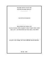 Hoạt động huy động vốn tại Ngân hàng Nông nghiệp và Phát triển nông thôn Việt Nam - Chi nhánh huyện Thái Thụy, Thái Bình : Luận văn ThS. Kinh doanh và quản lý: 60 34 02 01