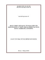 Hoàn thiện xếp hạng tín dụng đối với khách hàng cá nhân, hộ gia đình tại Ngân hàng Agribank Lâm Đồng